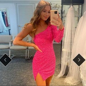 Pink One-Shoulder Sequin Dress